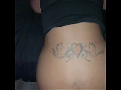 Hairy pink pussy fucked with panties to the side